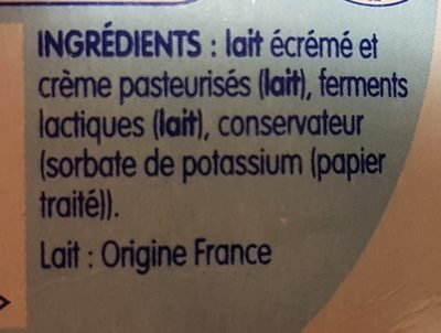 Gervais le petit suisse ingredients label