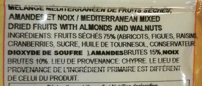 Trail Mix ingredients label