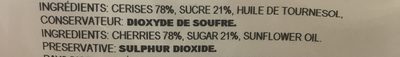 Cerises séchées ingredients label