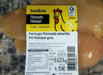 Pechuga fileteada amarilla front packaging