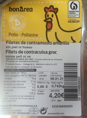 Filetes de contramuslo amarillo