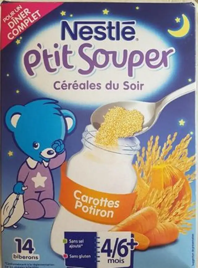P'tit souper céréales du soir carottes potiron front packaging