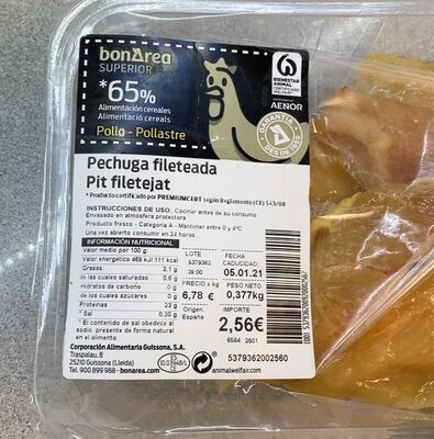 Pechuga pollo fileteada