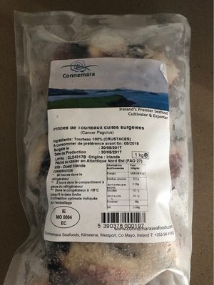 Pinces de tourteaux cuites surgelees