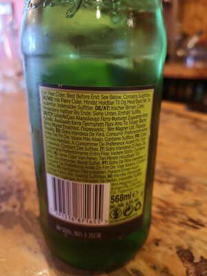 Pear ingredients label