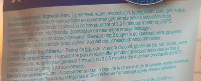 Pita Large ingredients label