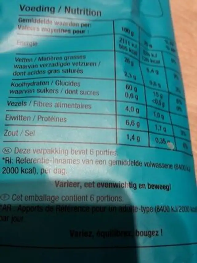 Carrefour Extra Sel Marin nutrition facts table