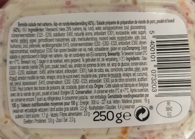 Simpl Salade Viande nutrition facts table