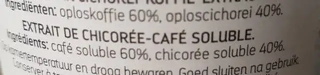 Mix café chicorée ingredients label