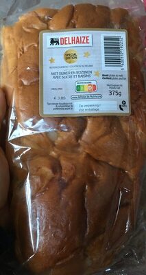 Cougnou au beurre avec raisinser sucre front packaging