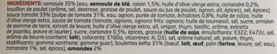 Tajine of kofta meatballs ingredients label