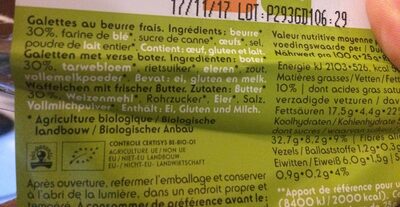 Galettes au vrai beurre Delhaize ingredients label