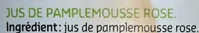 100% jus pamplemousse rose ingredients label