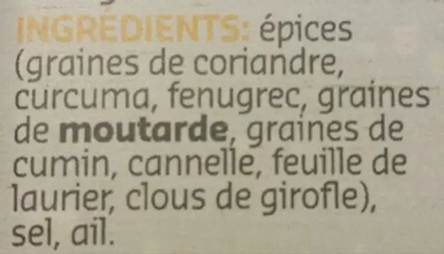 Kerrie zacht ingredients label