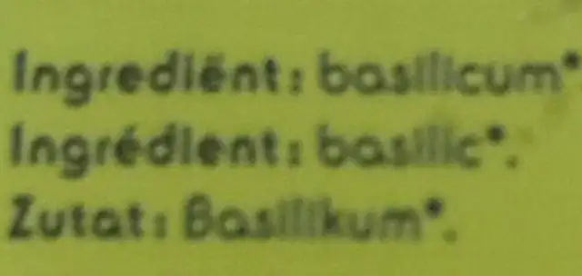 Basilic ingredients label