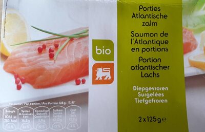 Saumon de l'atlantique en portions surgelées front packaging