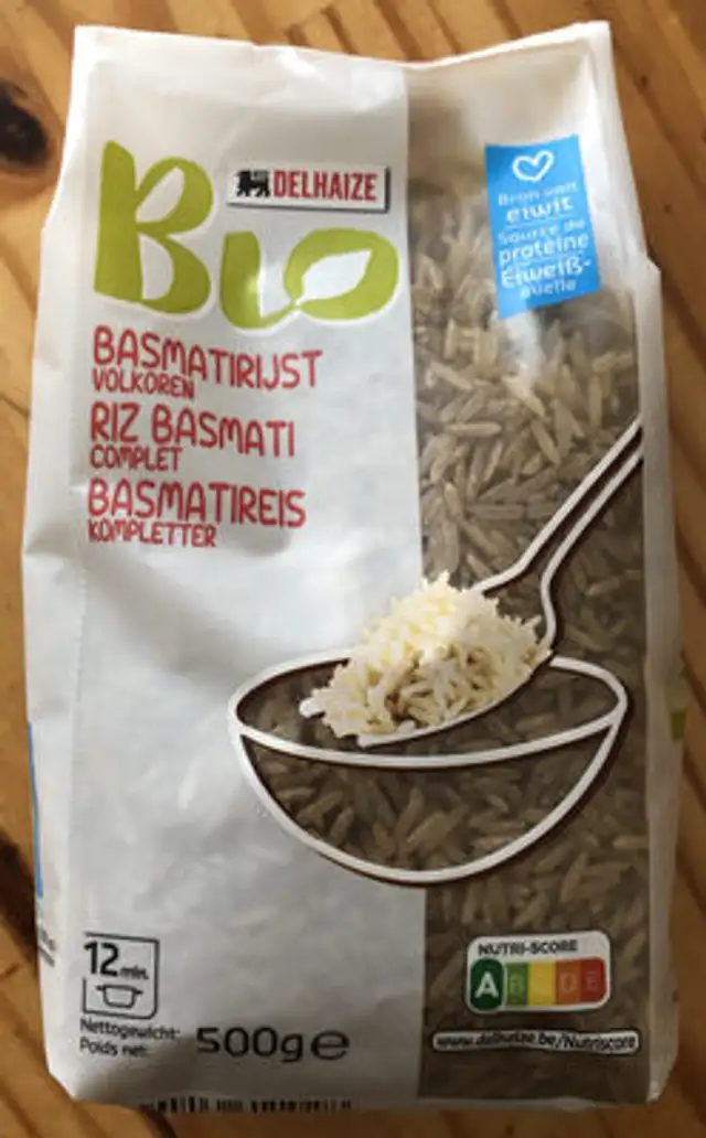 Voorgekookte bruine basmatirijst front packaging