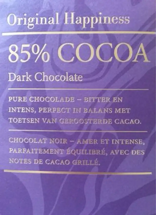 Dark chocolate 85% front packaging