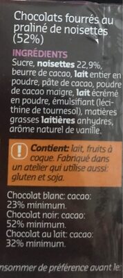 Fruits de mer chocolat ingredients label