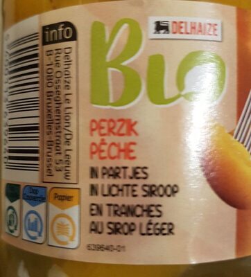 Pêche en tranches au sirop léger front packaging