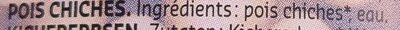 Kikkererwten / Pois Chiches ingredients label