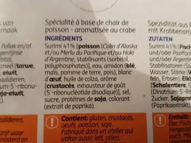 Surimi ingredients label