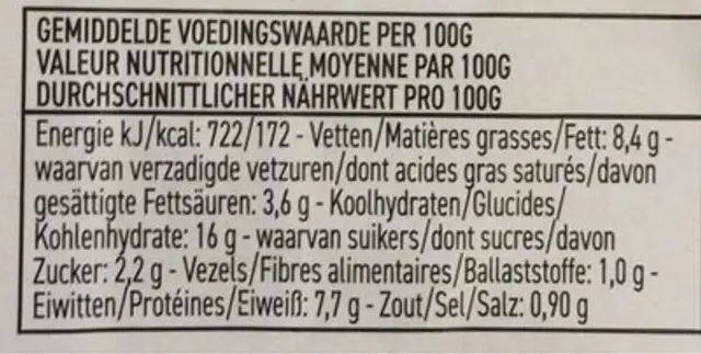 Tagliatelles au saumon nutrition facts table