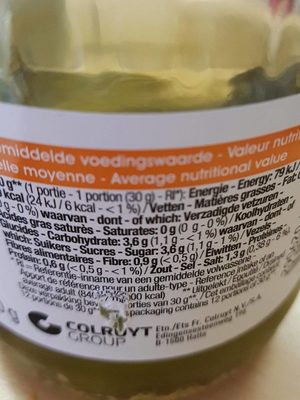 Cornichons ingredients label