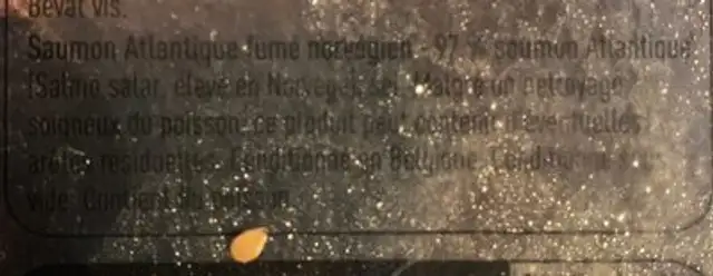 Zalm saumon atlantique fume ingredients label