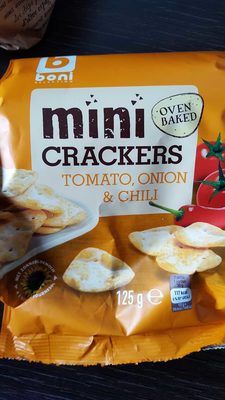 Mini crackers Tomato, Onion & Chili front packaging