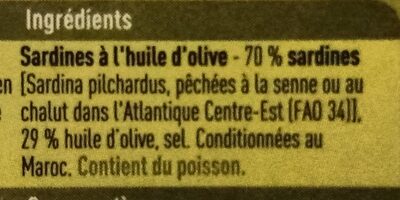 Sardines à l'huile d'olive ingredients label