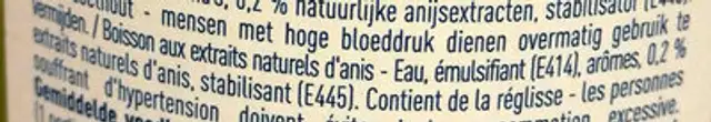 Apéro anisé ingredients label
