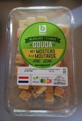 Cubes de Gouda à la moutarde front packaging