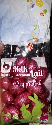 Oeufs en chocolat praliné lait front packaging