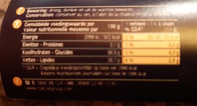 Pépites de chocolat (stables à la cuisson) nutrition facts table