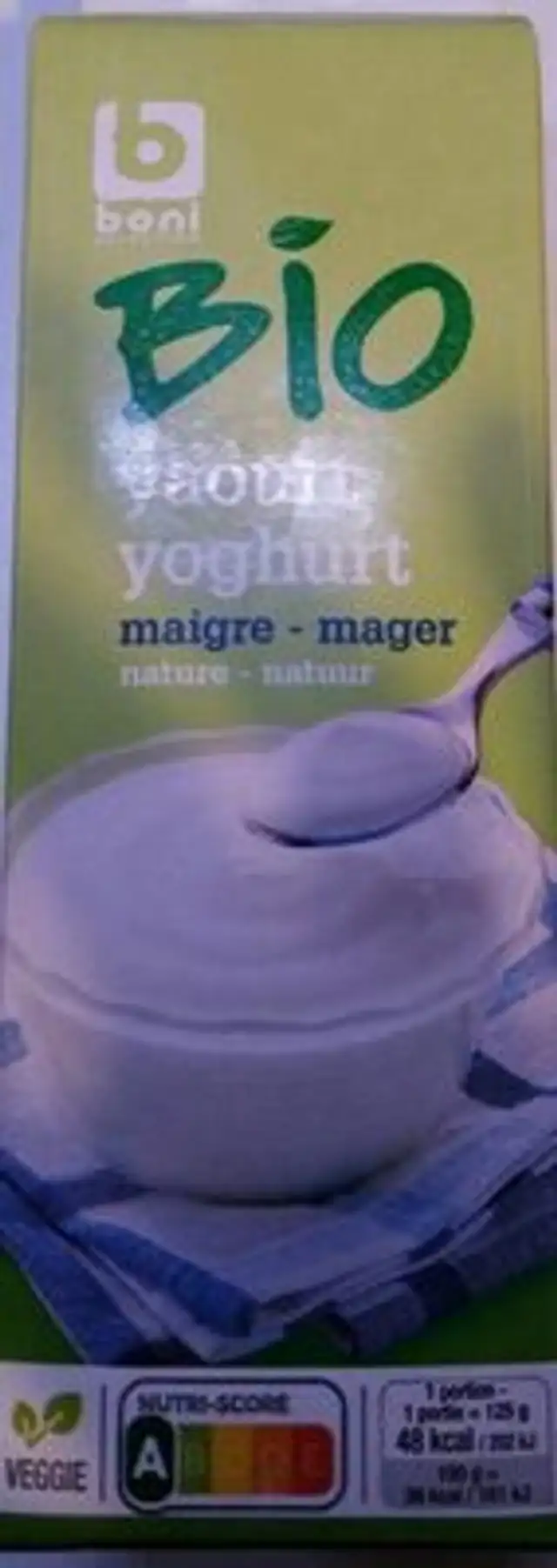 Yoghourt maigre bio front packaging