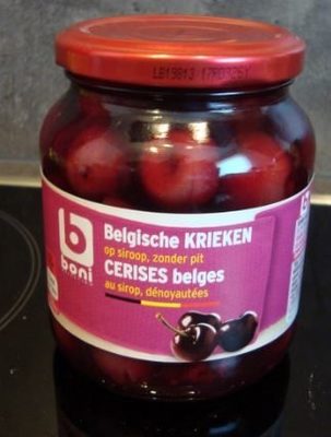 Belgische Krieken op siroop, zonder pit front packaging