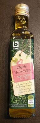 Huile d'olive à l'ail front packaging