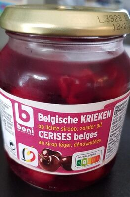 Cerises belges au sirop léger, dénoyautées