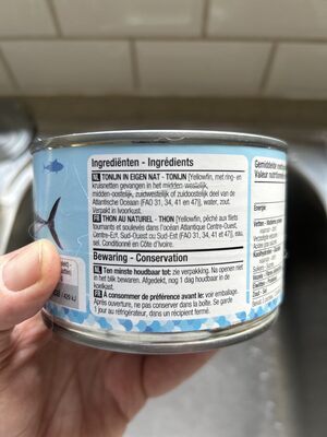 Thon au naturel ingredients label