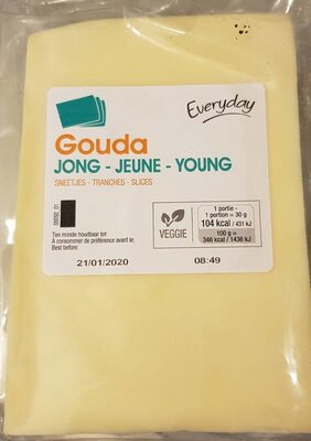 Gouda  jeune en tranches