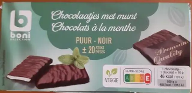 Chocolats à la menthe front packaging