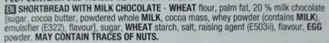 Sprits Milk Chocolate ingredients label
