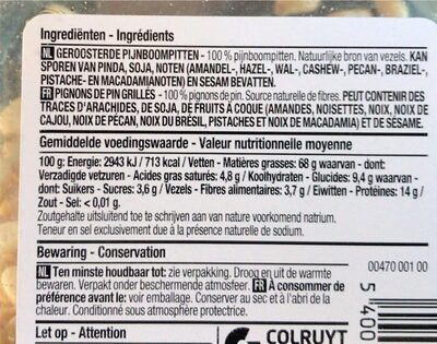 Pignons de pin nutrition facts table