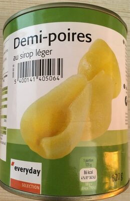 Demi-poires au sirop léger front packaging
