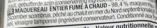 Gerookte Makreel - Maquereau Fumé ingredients label