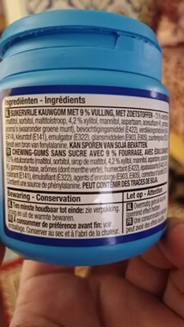 Spearmint ingredients label