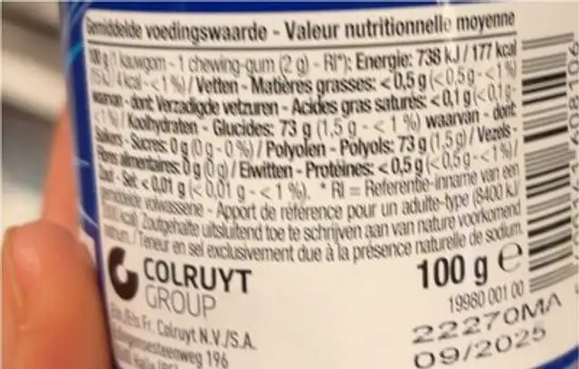 Spearmint nutrition facts table