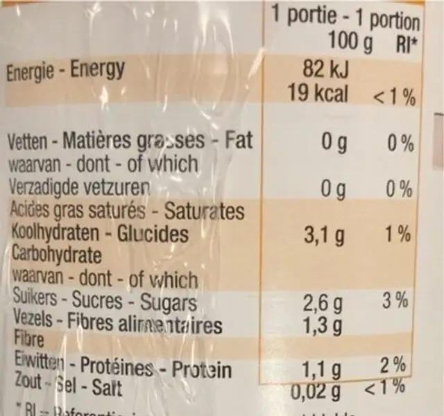 Tomates pelees nutrition facts table