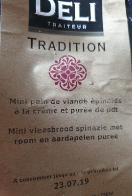 Mini pain de viande épinard à la crème et purée de pdt front packaging